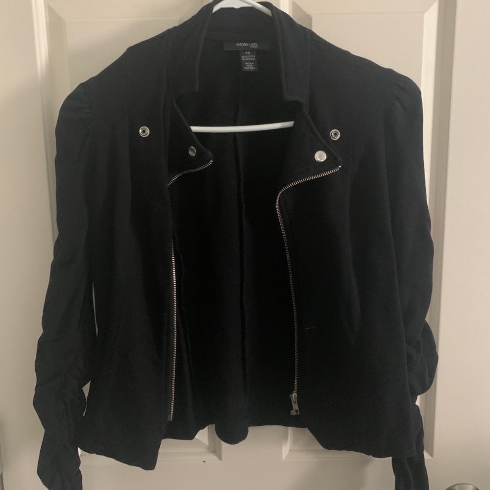 Cute Black Ruched Jacket- soft and warm!